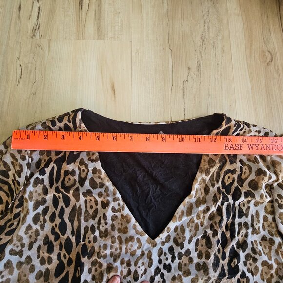 Calvin Klein Women's Leopard Print Ruffle Sleeve Blouse Size L - Picture 10 of 14